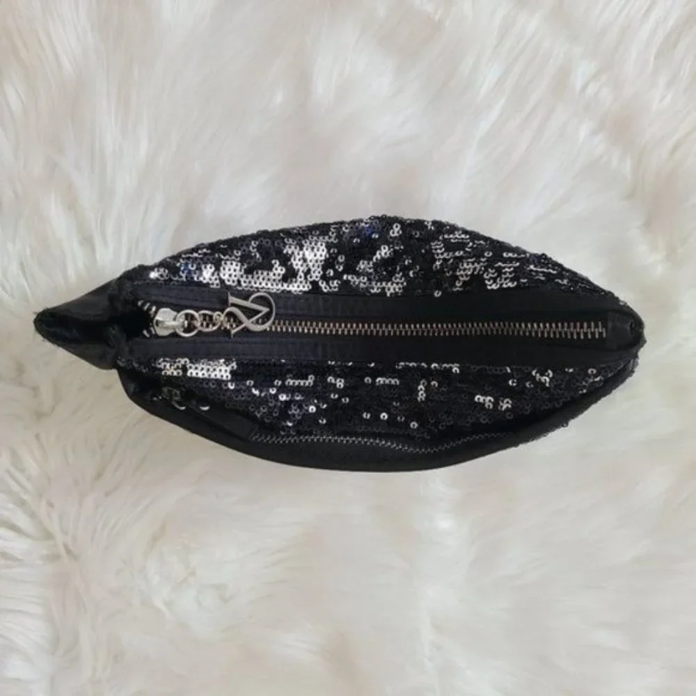Victoria Secret Black and Silver Sequin Clutch Evening